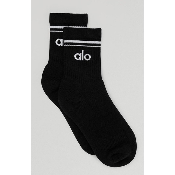 ALO Yoga Accessories - ALO Yoga Sock Half Crew Mens Womens Size M Black/White NWT Retro Athleisure
